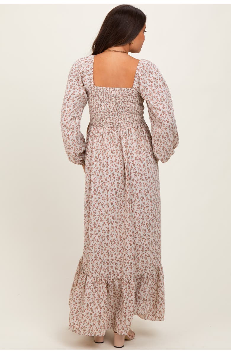 PinkBlush Floral Smocked Lace Trim Sweetheart Maxi Dress, Alternate, color, Pink