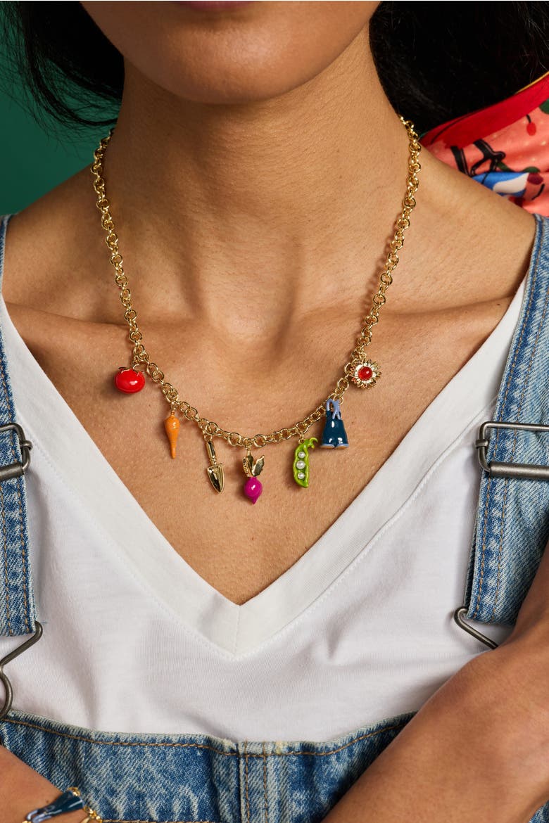 Farmers' Market Charm Necklace, Alternate, color, Gold