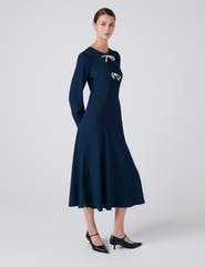 Ghost London Cora Crepe Tie Front Midi Dress