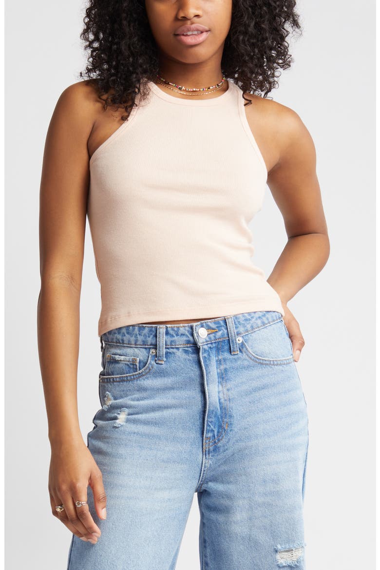 Ribbed Crewneck Tank, Alternate, color, PINK HERO