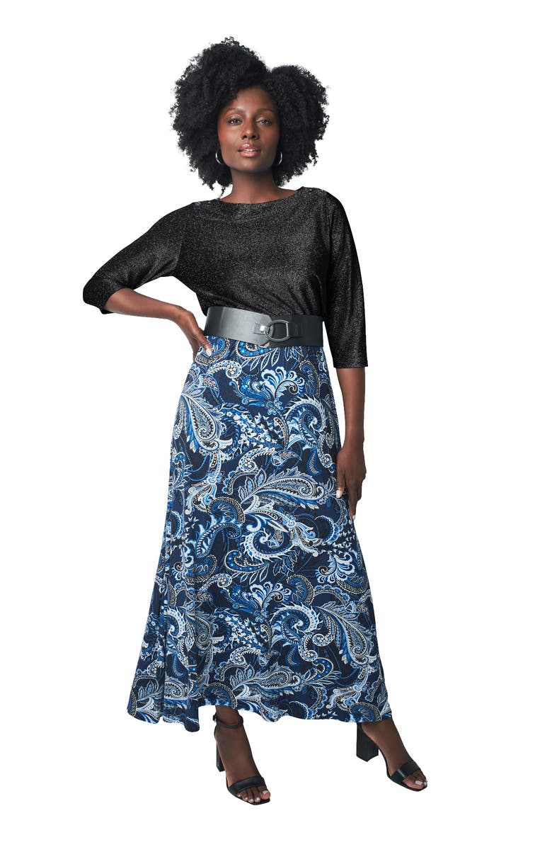 Jessica London Shimmer Tee, Main, color, Black Shimmer