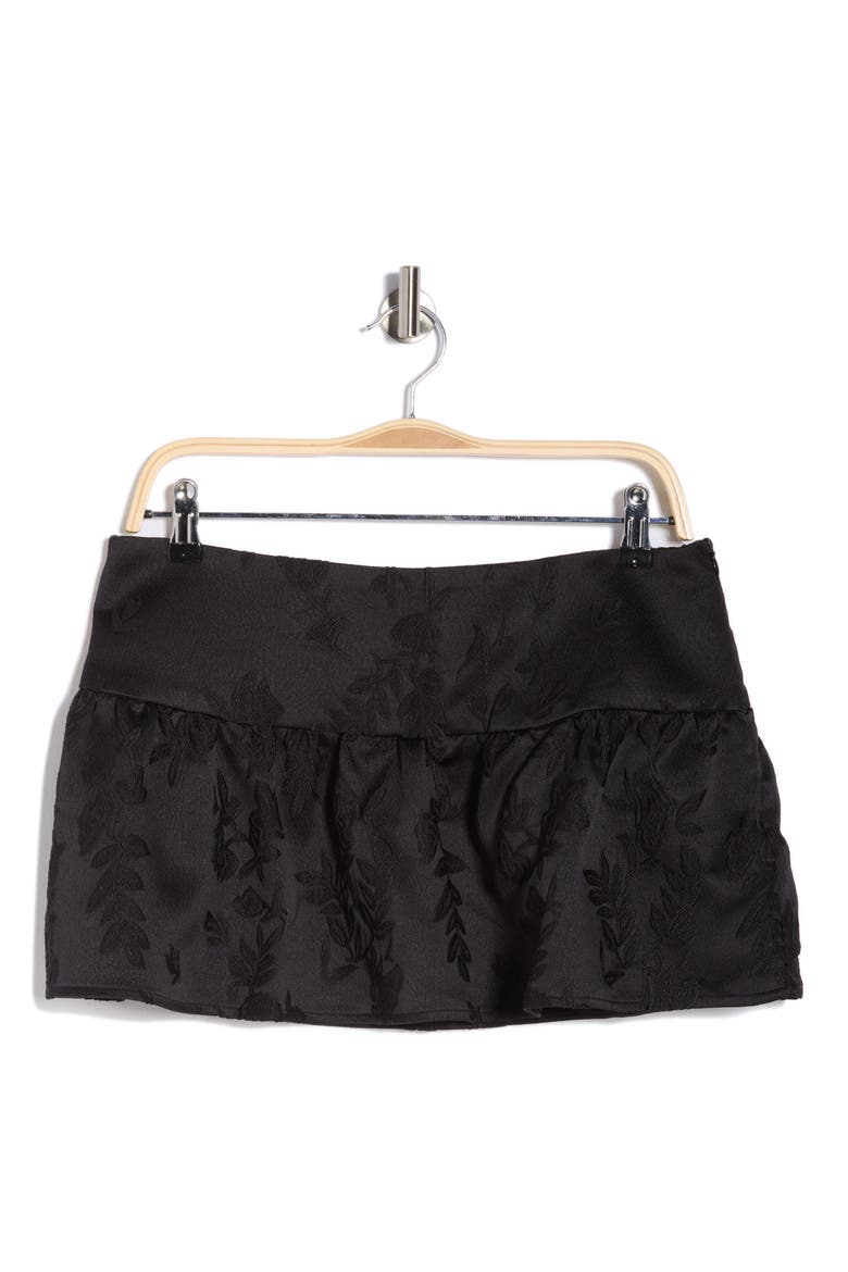 Raffita Satin Jacquard Miniskirt, Alternate, color, BLACK