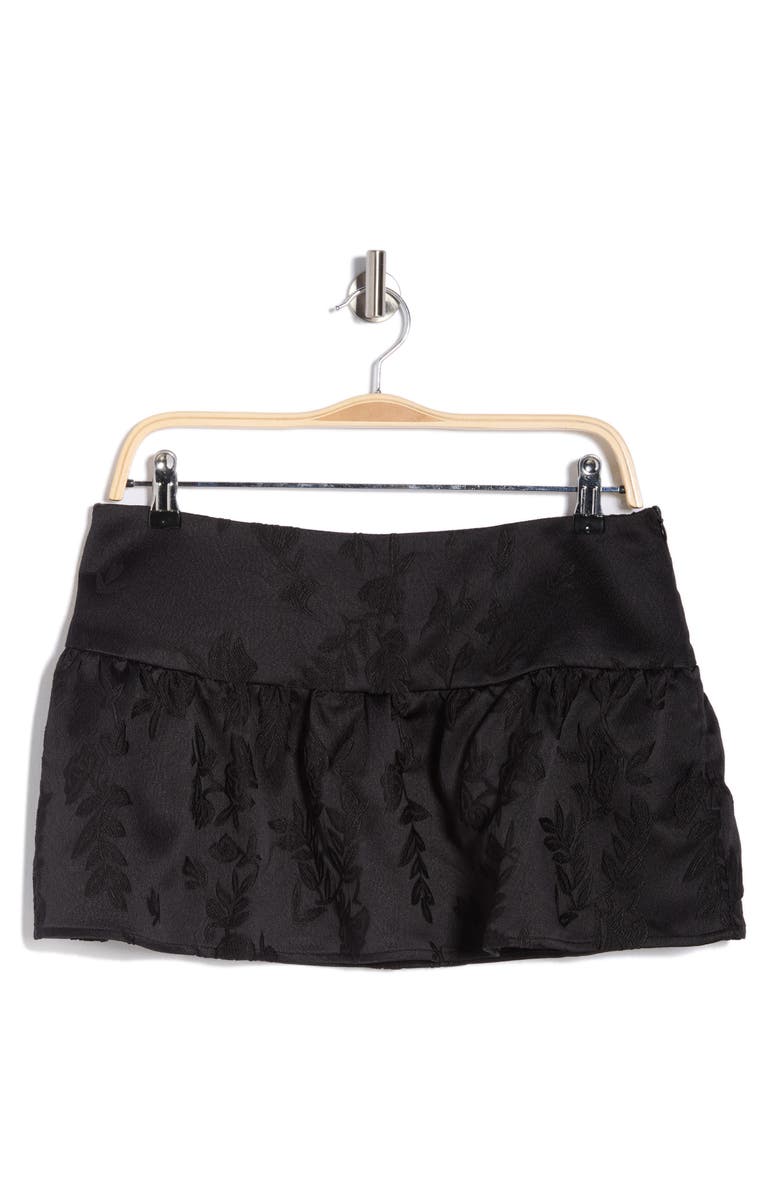 Motel Raffita Satin Jacquard Miniskirt, Main, color, Black