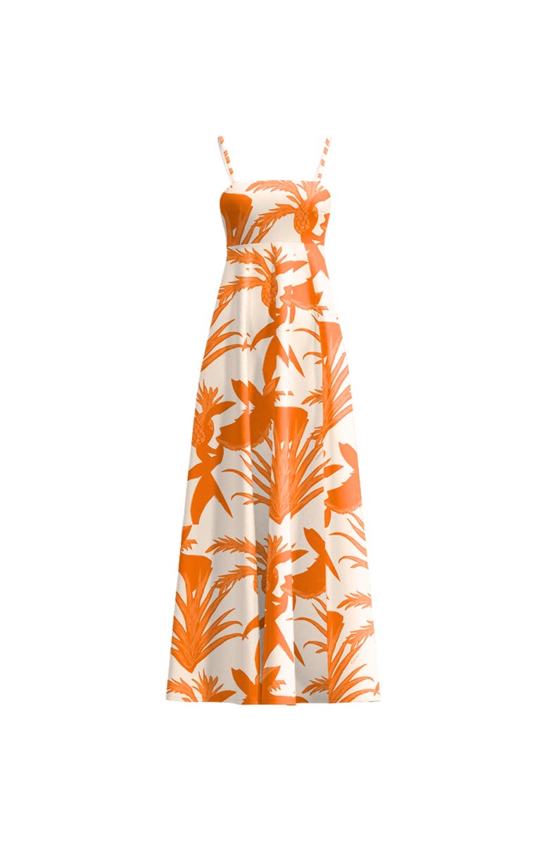 DIARRABLU Printed Cotton Poplin Oria Dress Tiki Orange, Alternate, color, Tiki Orange