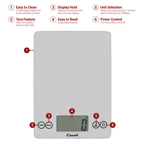 Escali Arti Glass Digital Scale In Silver