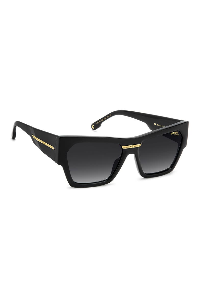 Victory 57mm Gradient Rectangular Sunglasses, Alternate, color, BLACK/ DARK GREY