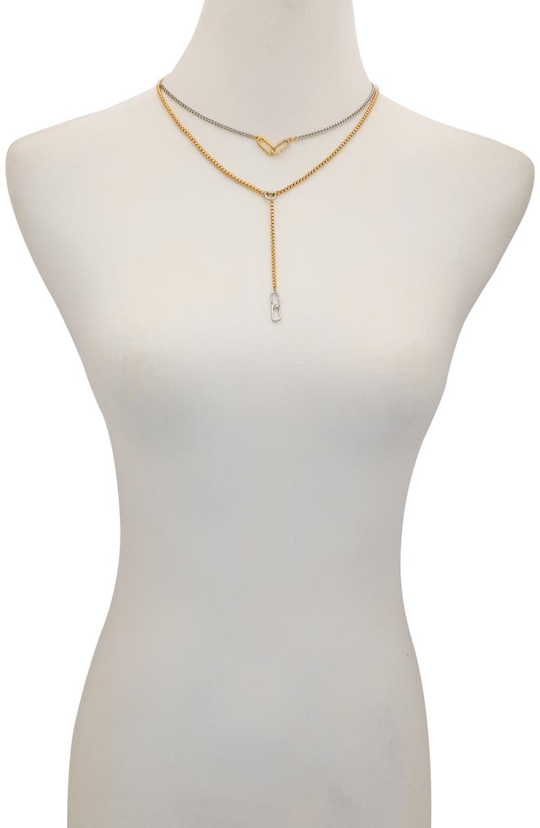 Vince Camuto Two-Tone Layered Y-Necklace, Alternate, color, Gold Tone