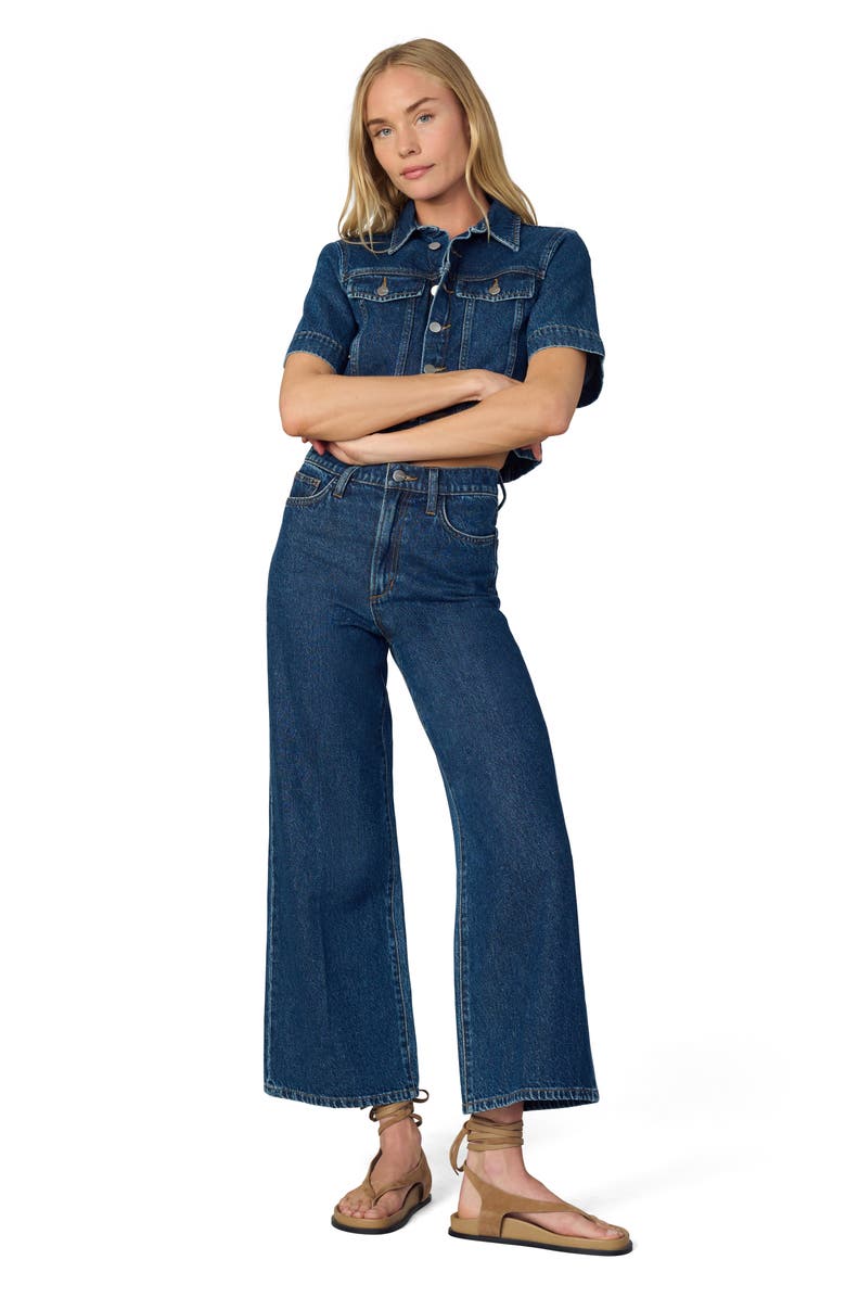 Joe's Jeans Short Sleeve Crop Denim Trucker Shirt, Alternate, color, Lively