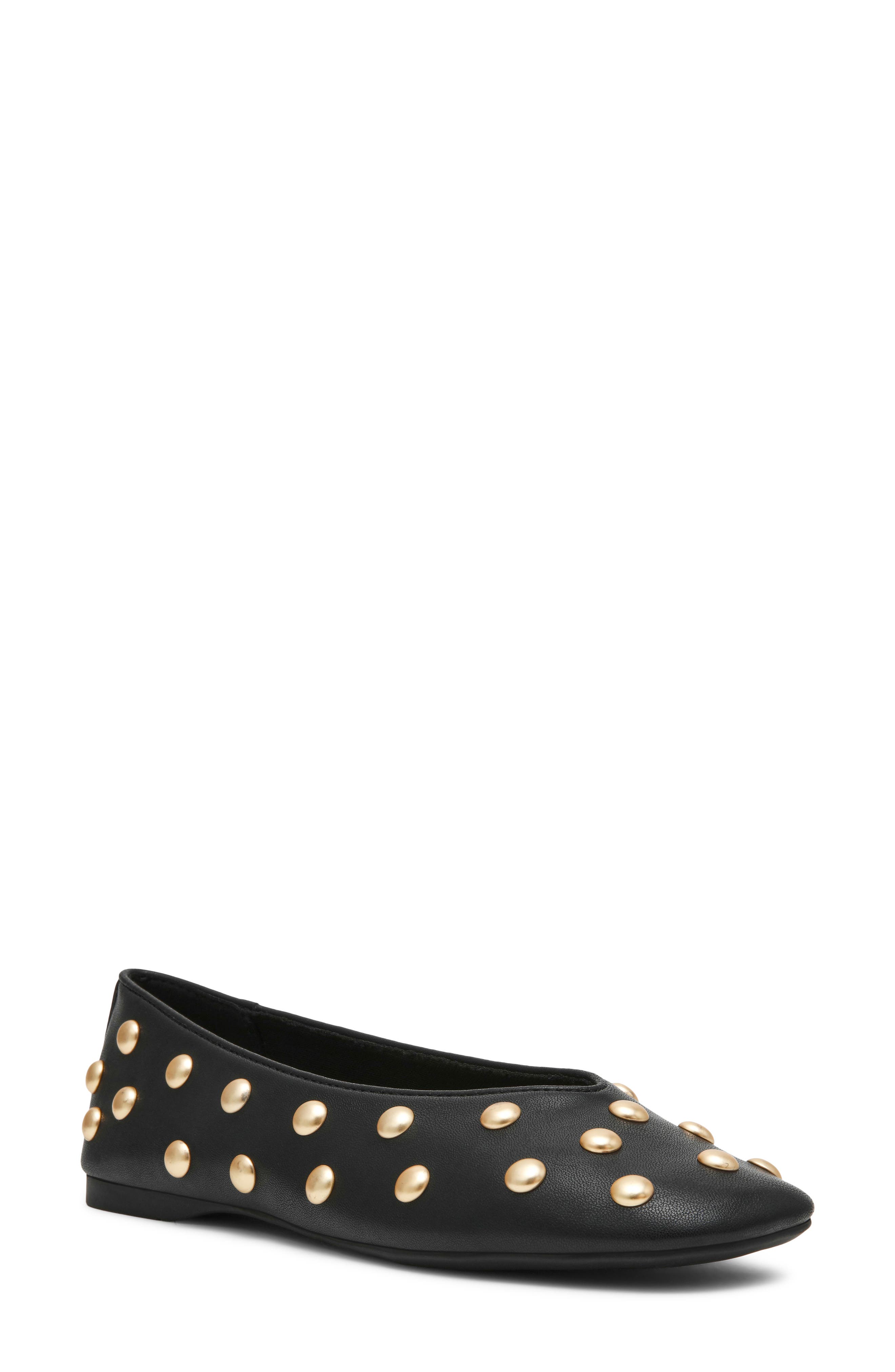 Karma Studded Flat, Main, color, BLACK SMOOTH