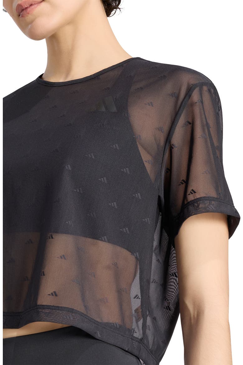 Essential Logo Jacquard Mesh T-shirt, Alternate, color, BLACK