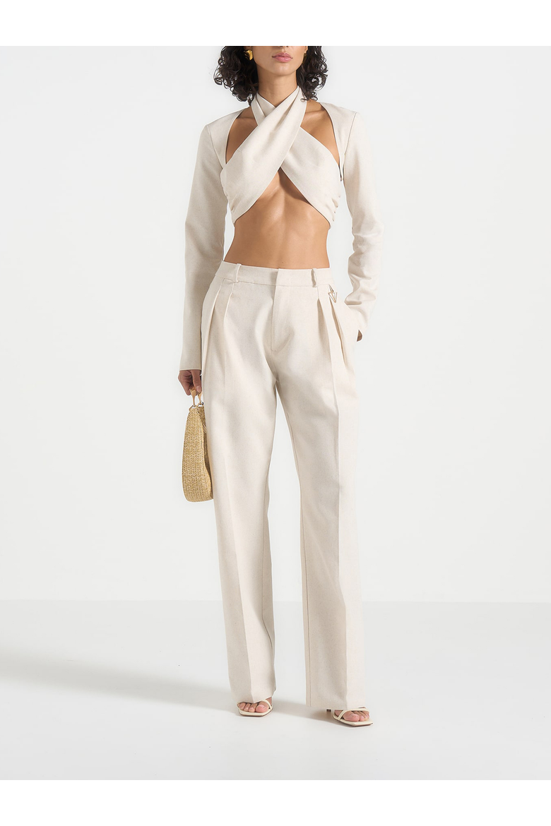 Wendy Linen Bolero Top, Alternate, color, Natural