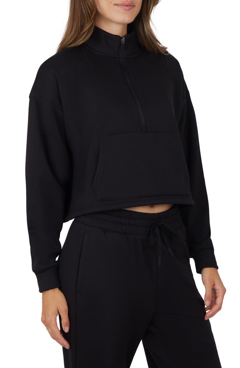 YOGALICIOUS Nadia Scuba Knit Fleece Half Zip Pullover, Alternate, color,