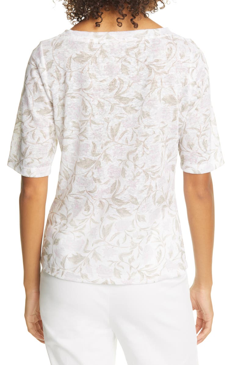 Rebecca Taylor Zadie Fleur Linen T-Shirt, Alternate, color, 