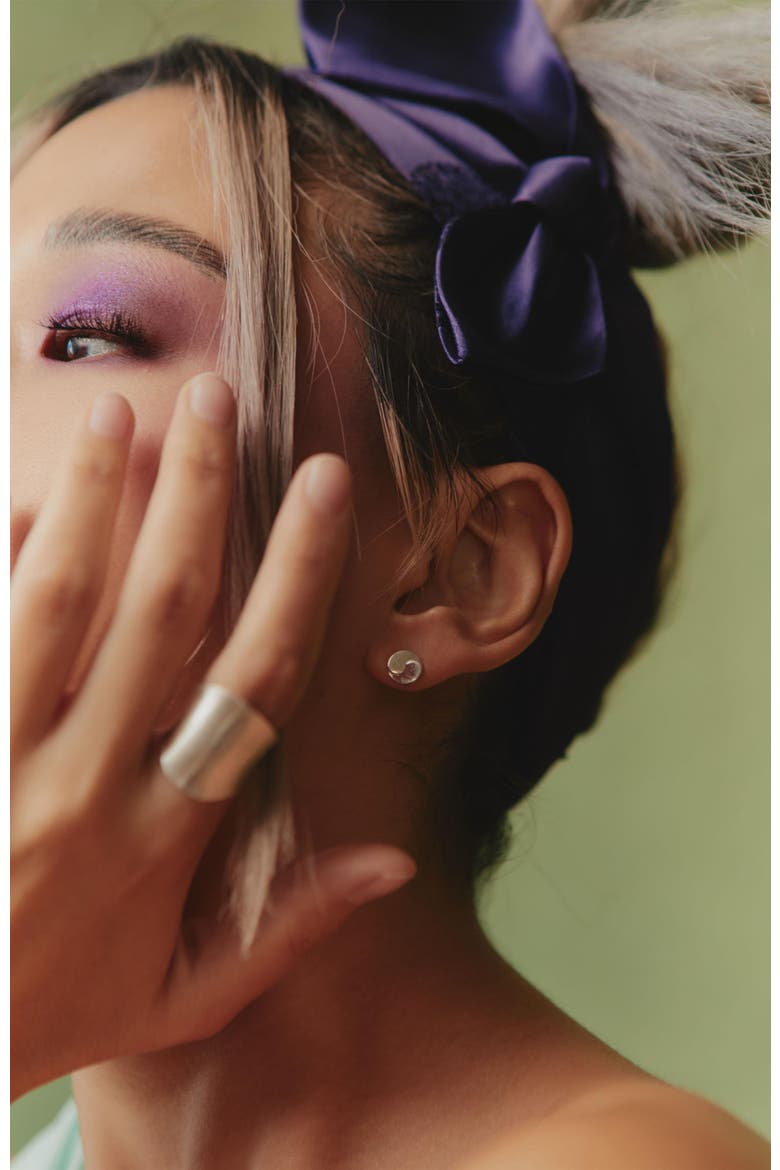 Taegeuk Peace Earrings, Alternate, color, Silver
