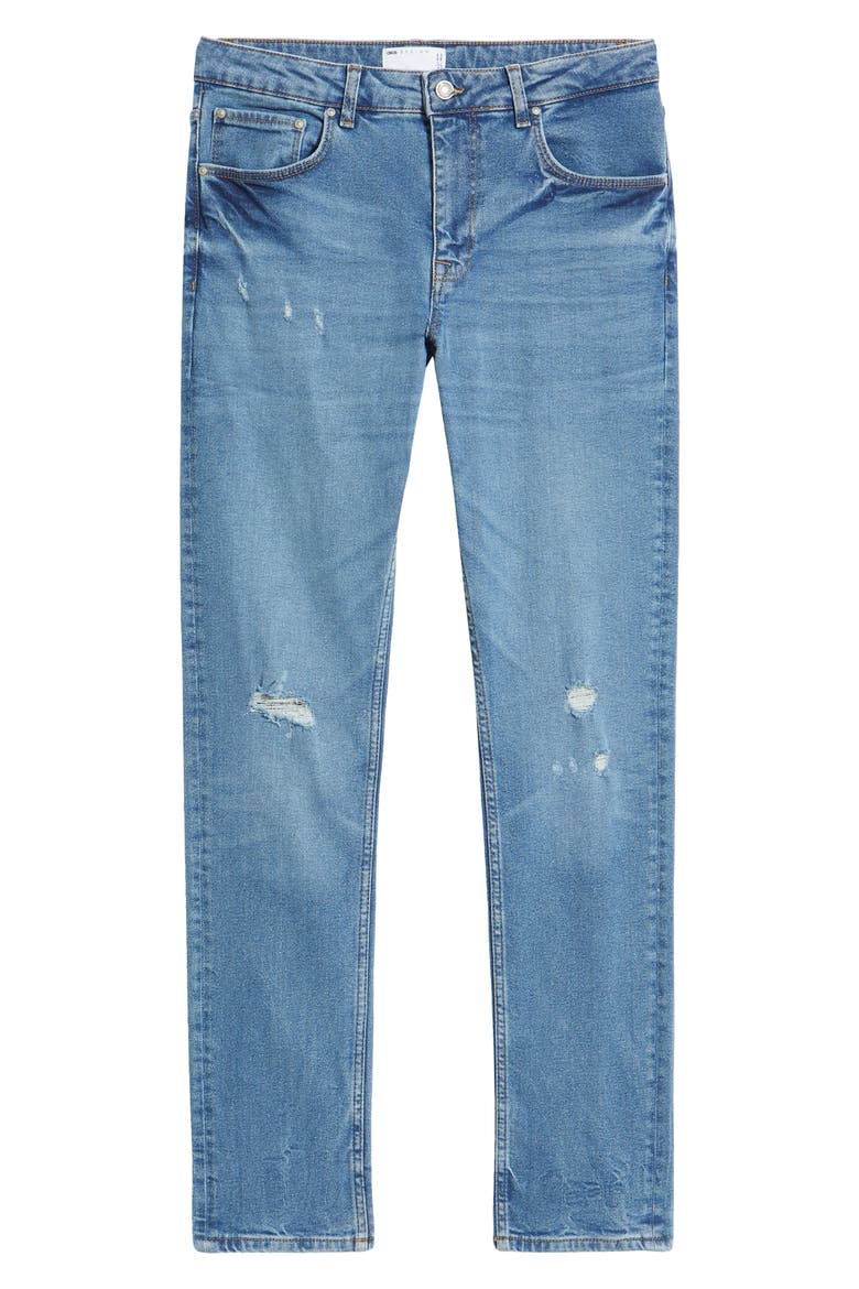 Ripped Slim Fit Jeans, Alternate, color, LIGHT BLUE