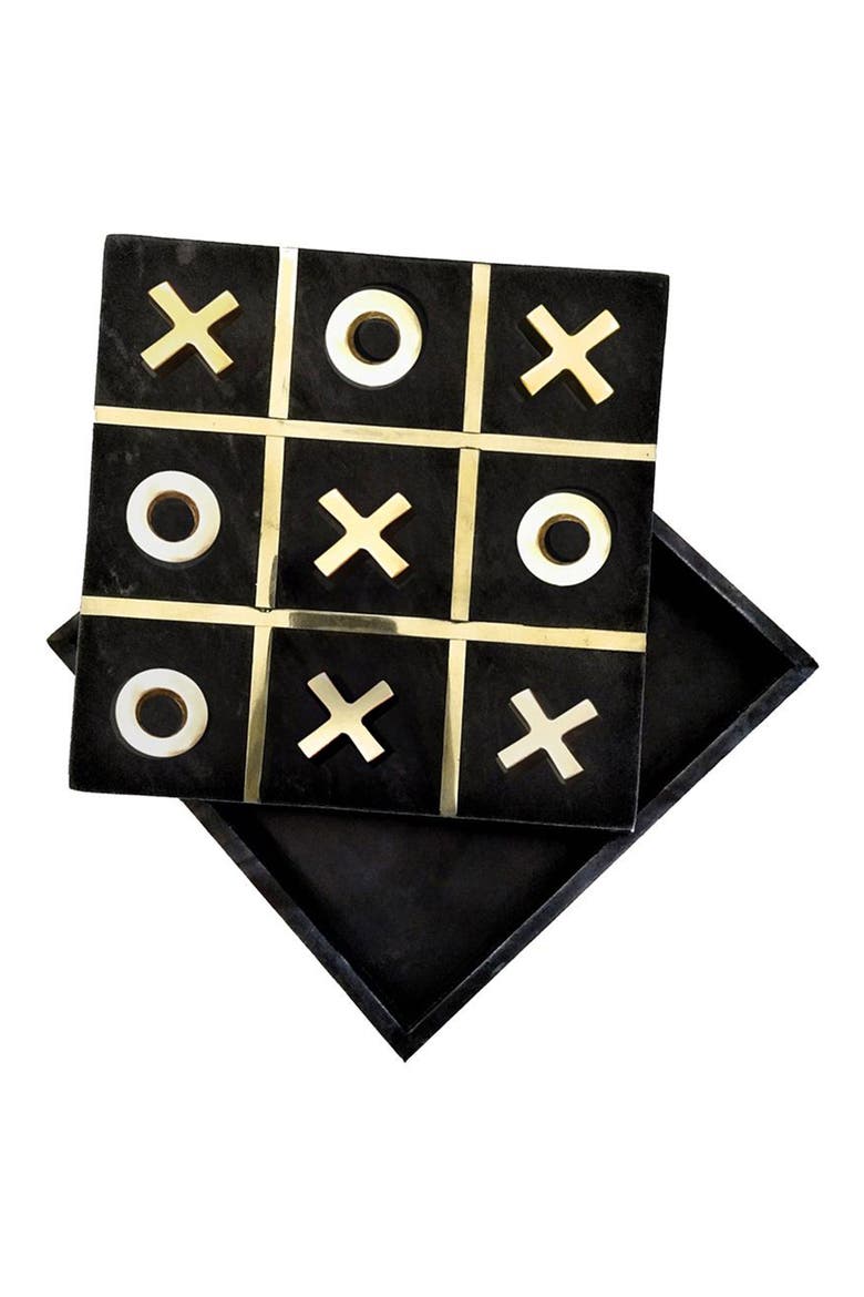 Marble Tic-Tac-Toe Game, Main, color, BLACK