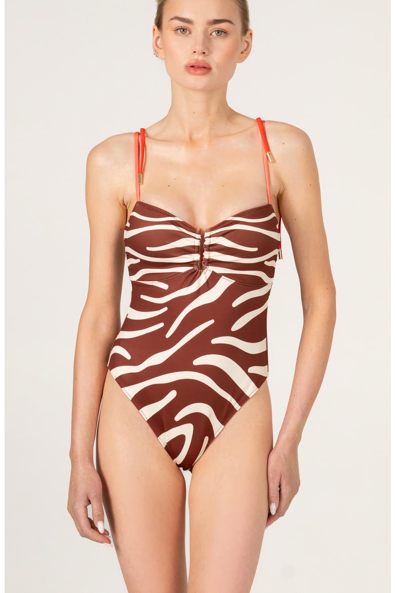 Sunset Safari Reversible One Piece Swimsuit, Alternate, color, Red