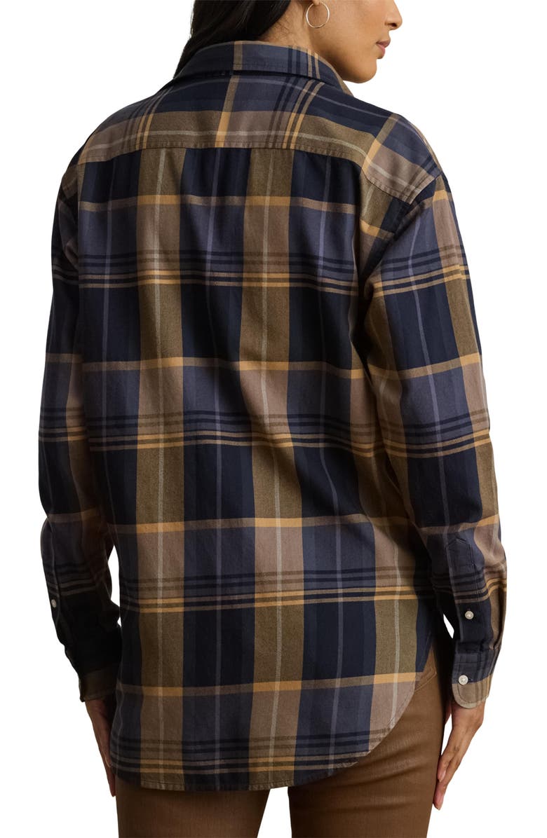 Lauren Ralph Lauren Relaxed Fit Plaid Cotton Button-Up Shirt, Alternate, color, Blue/ Tan Multi
