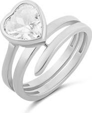 SHYMI Heart Cut Cubic Zirconia Spiral Statement Ring