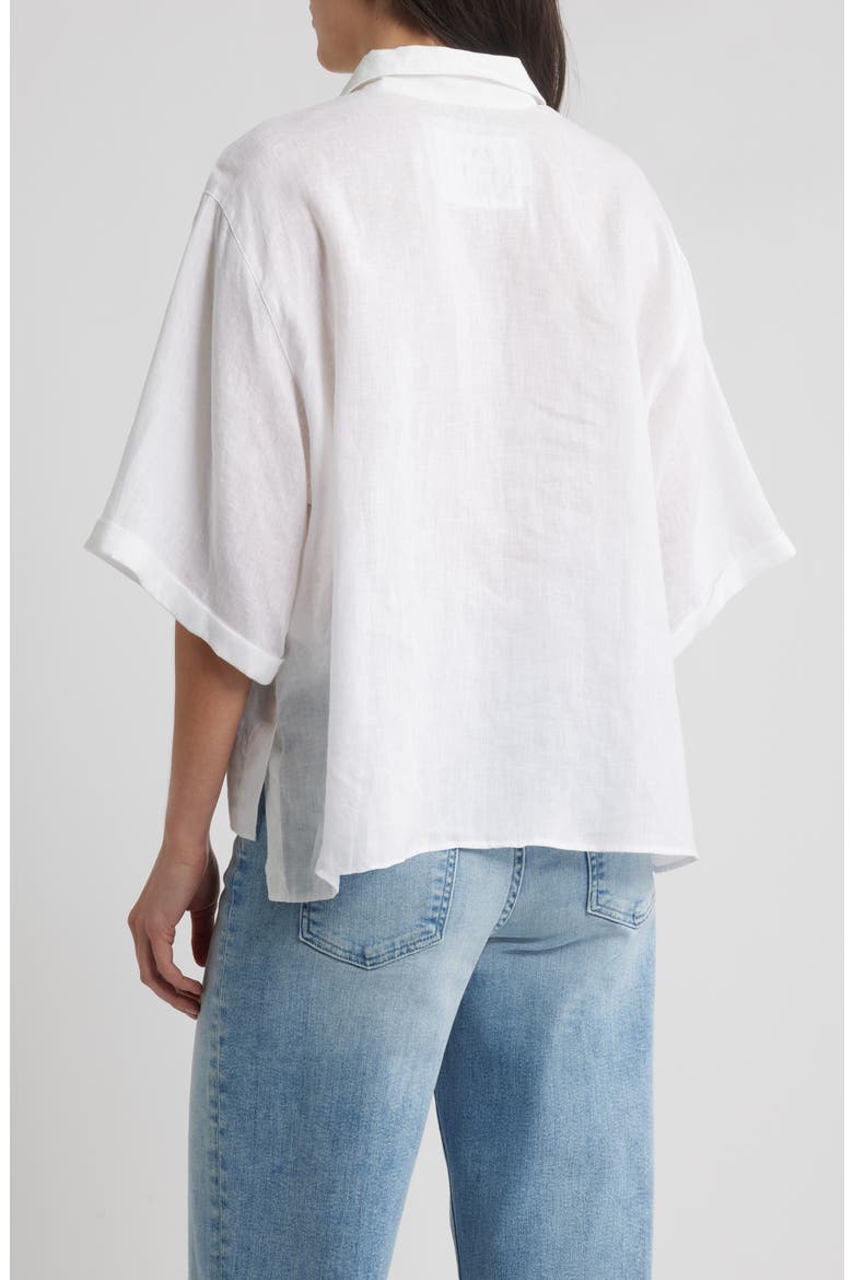 Short Sleeve Linen Button-Up Shirt, Alternate, color, WHL
