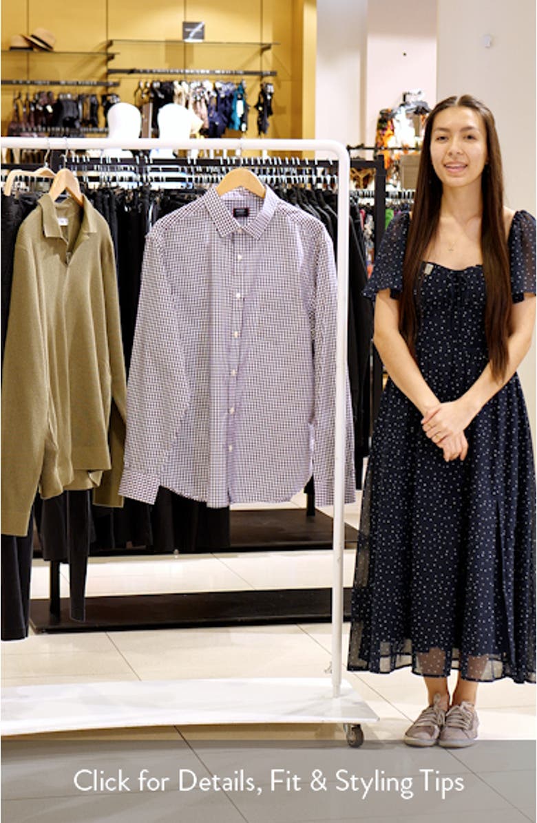 Lawrence Gingham Wrinkle Free Cotton Button-Up Shirt, sales video thumbnail