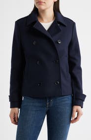 Lauren Ralph Lauren Double Breasted Wool Blend Twill Jacket