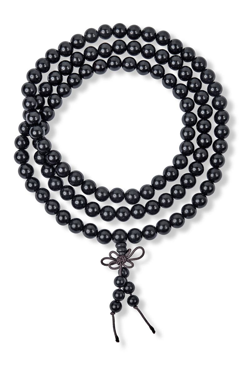 Set of 3 Onyx Bead Stretch Bracelets, Main, color, BLACK