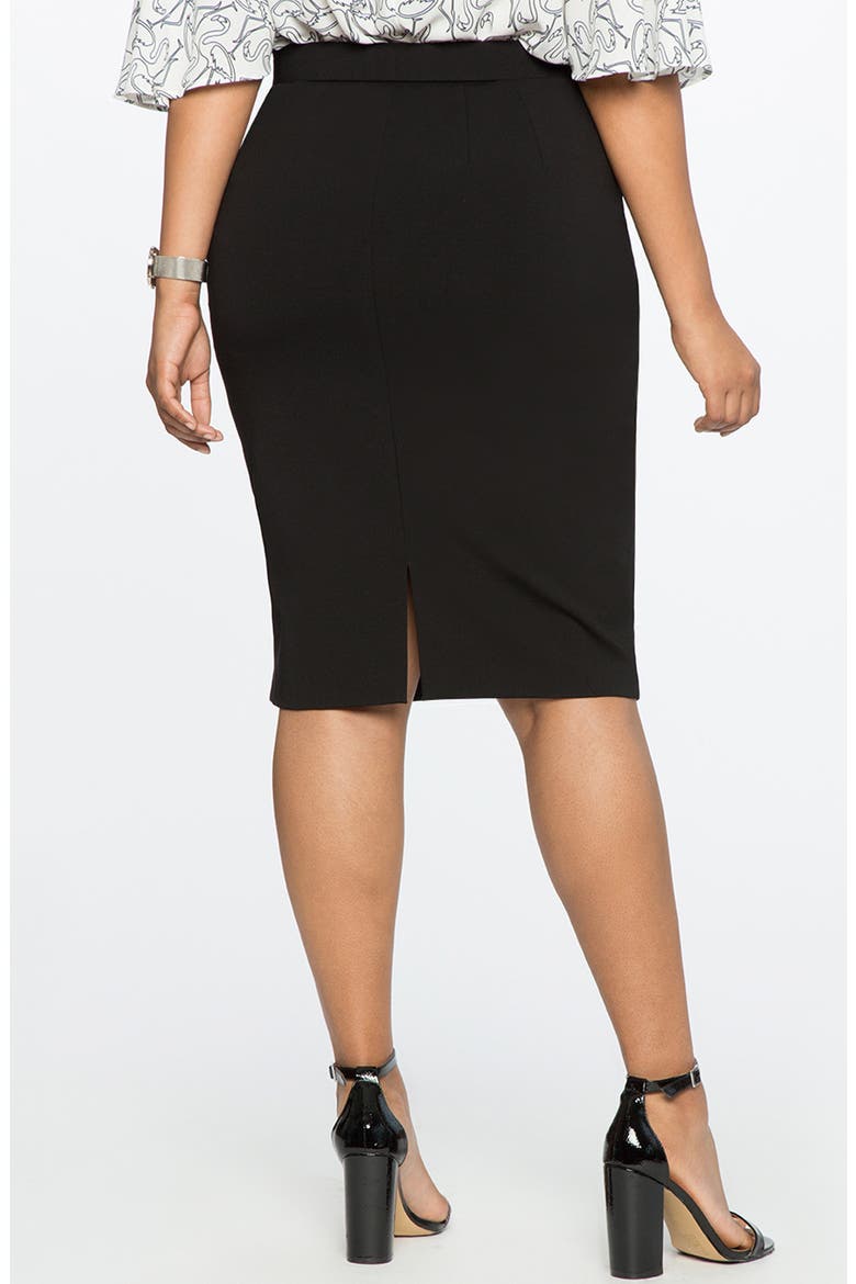 The Ultimate Stretch Midi Pencil Skirt, Alternate, color, BLACK