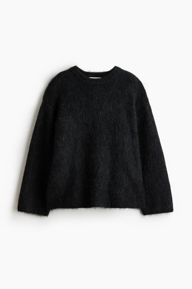 Oversized Mohair-blend Sweater, Alternate, color, Dark gray
