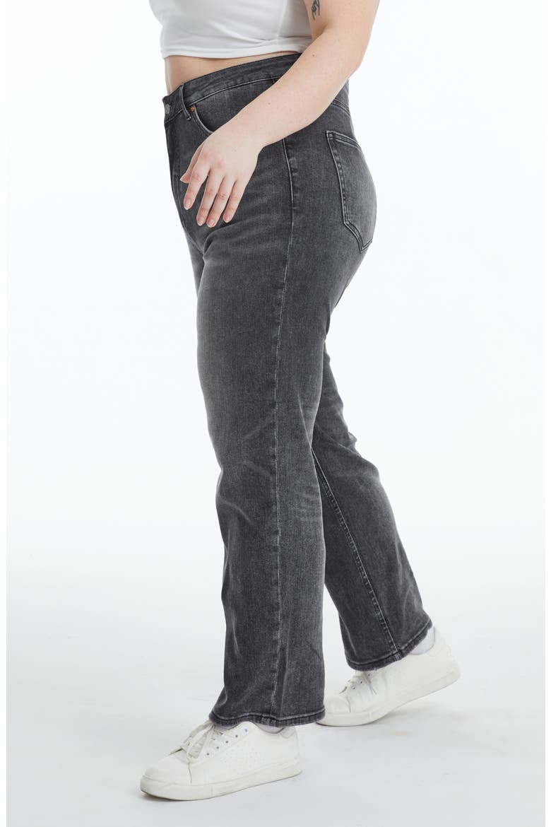 High Waist Straight Leg Jeans, Alternate, color, BLACK STONE