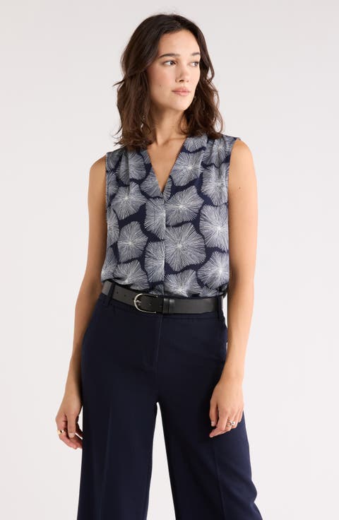 V-Neck Sleeveless Woven Shell Top