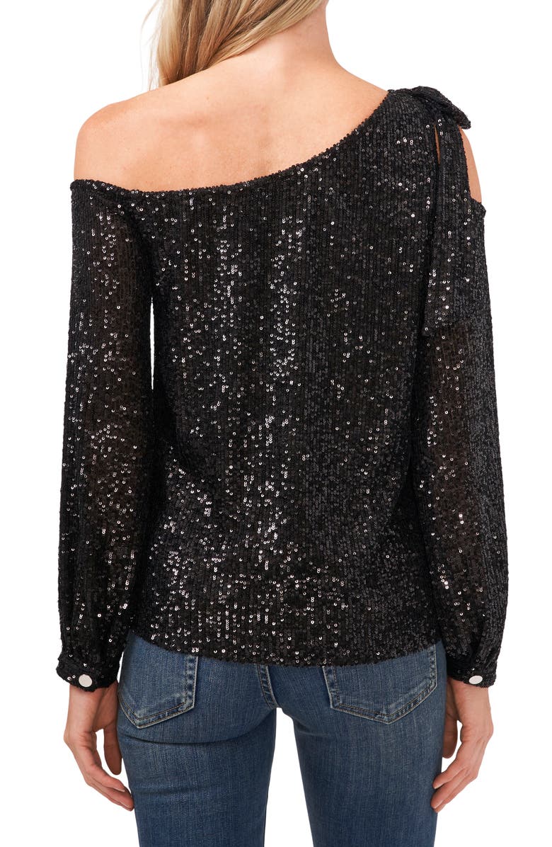 CeCe One-Shoulder Sequin Top, Alternate, color,