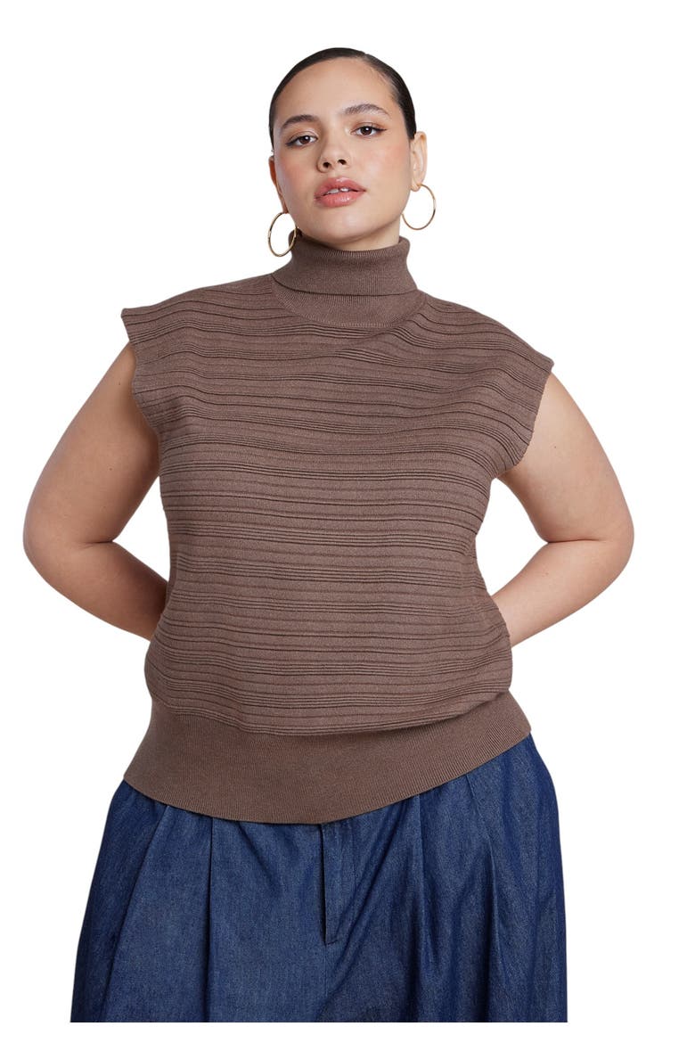 Mockneck Sweater Vest, Main, color, CHOCOLATE LAB