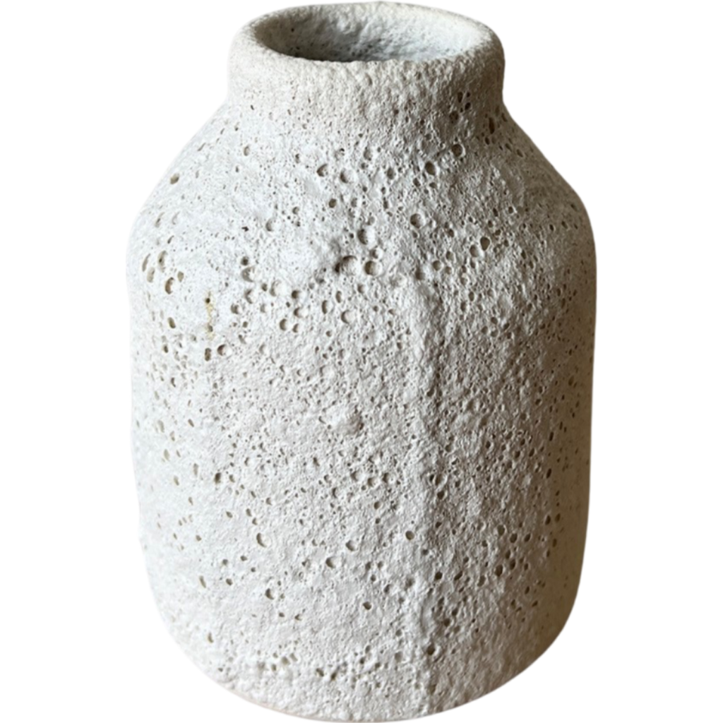 Gina Desantis Ceramics Small Bottle Crater Vase In White