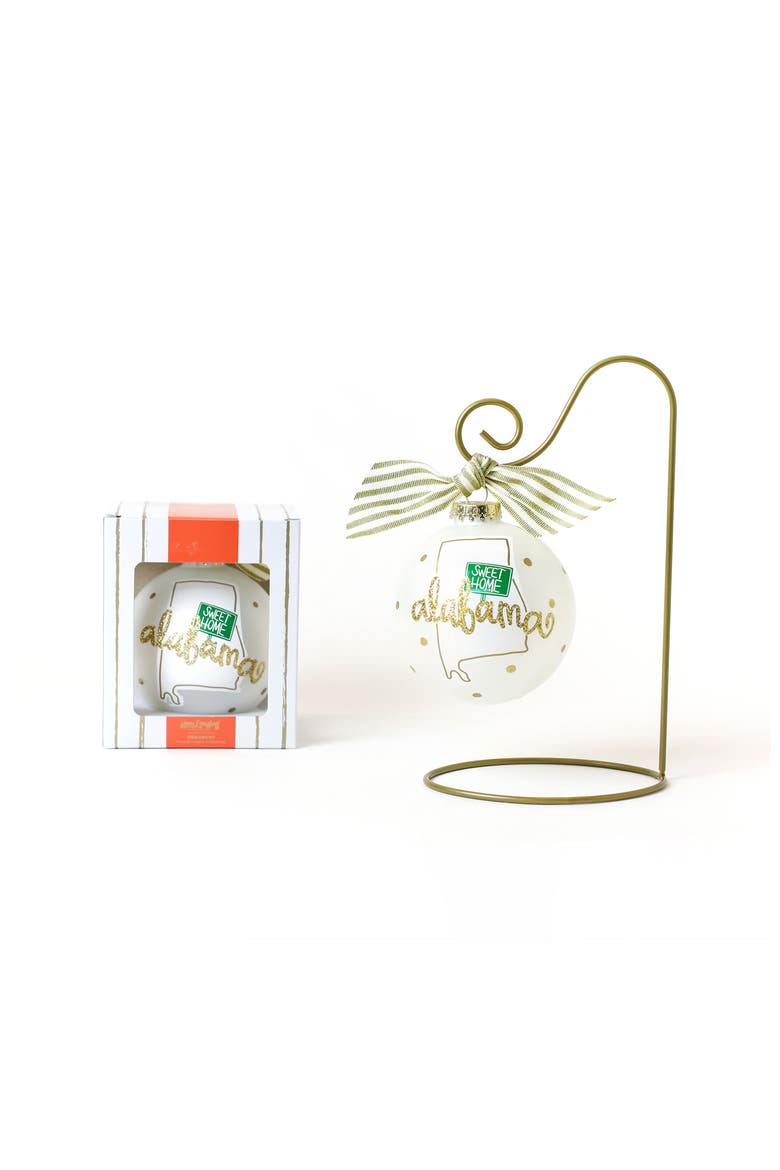 Alabama Motif Ornament with Gold Swirl Stand, Main, color, Green