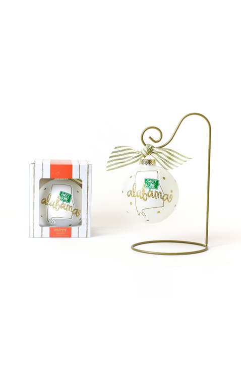 Alabama Motif Ornament with Gold Swirl Stand