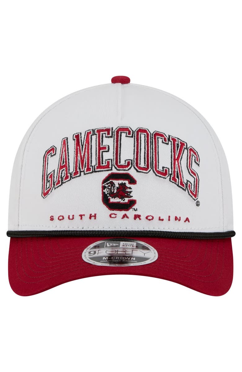 New Era Men's New Era White/Garnet South Carolina Gamecocks Arch Two-Tone Rope 9FORTY A-Frame M-Crown Adjustable Hat, Alternate, color, White