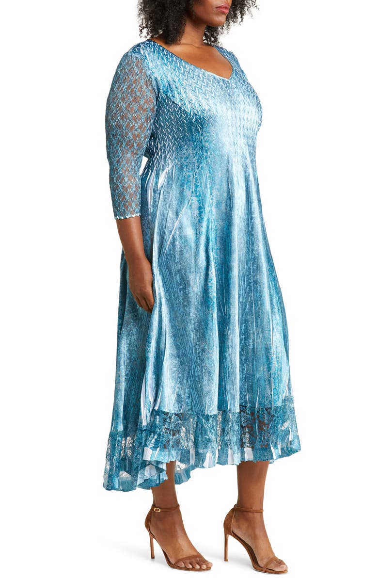 Komarov Lace Sleeve Charmeuse Cocktail Dress, Alternate, color,