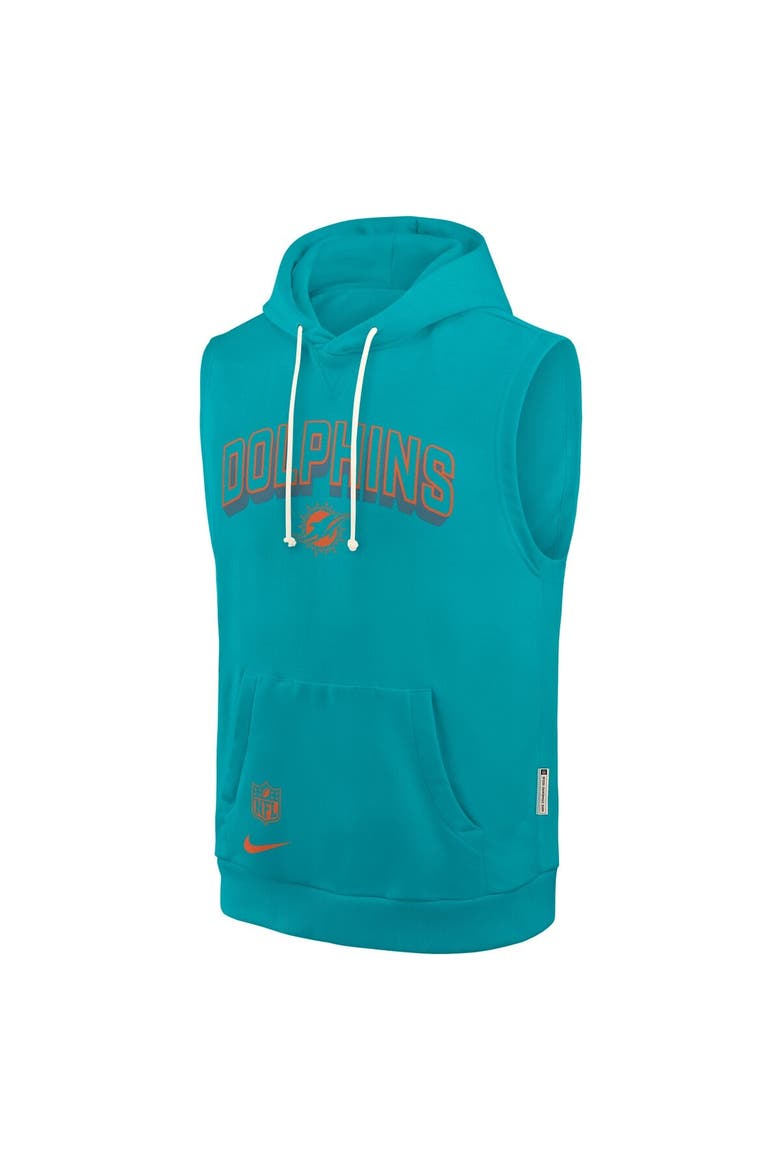 Men's Nike Aqua Miami Dolphins Sideline Performance Sleeveless Pullover Hoodie, Alternate, color, Aqua