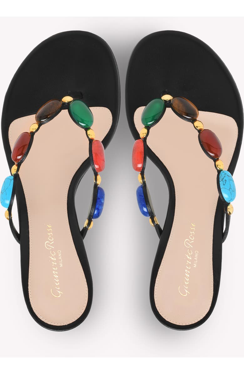 Gianvito Rossi Shanti Thong 70 Sandals, Alternate, color, Black Suede And Nappa
