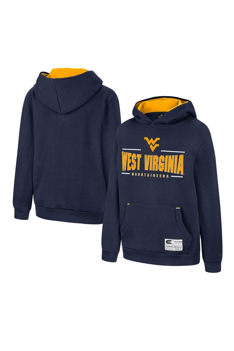 Youth Colosseum Navy West Virginia Mountaineers Lead Guitarists Pullover Hoodie, Main, color, Navy