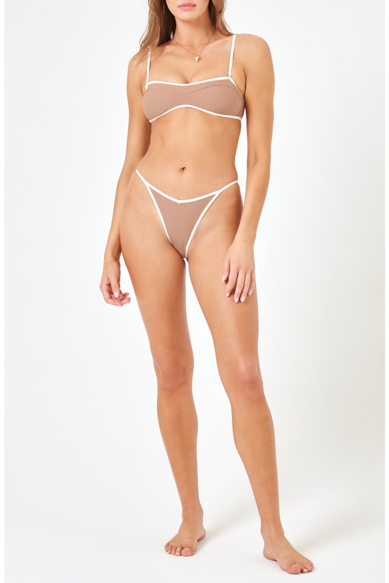 Pixie Bitsy Bikini Bottoms, Alternate, color, SADDLE/ CREAM