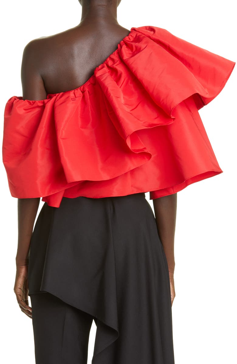 McQueen One-Shoulder Ruffle Blouse, Alternate, color, 