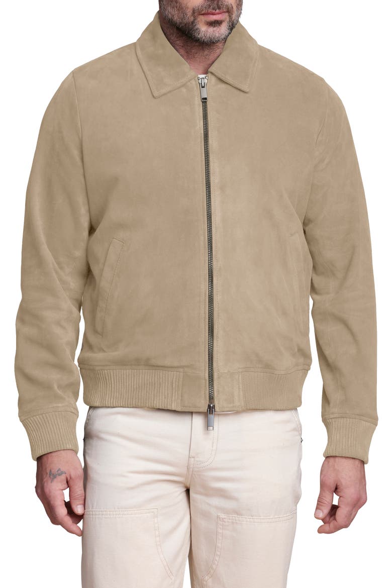 Suede Bomber Jacket, Alternate, color, SAND