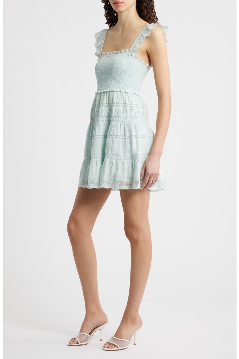 Colbera Lace Ruffle Minidress, Alternate, color, PALE MINT