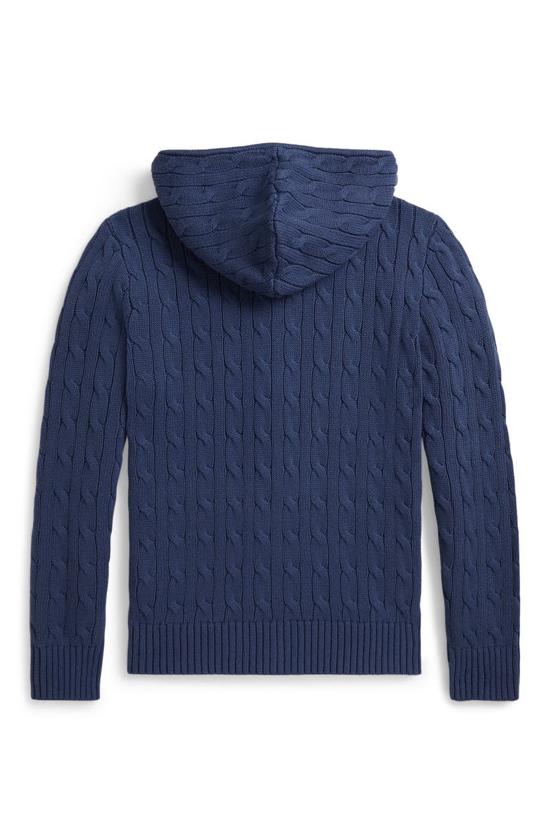 Kids' Cable Cotton Hooded Full Zip Sweater, Alternate, color, OLD ROYAL