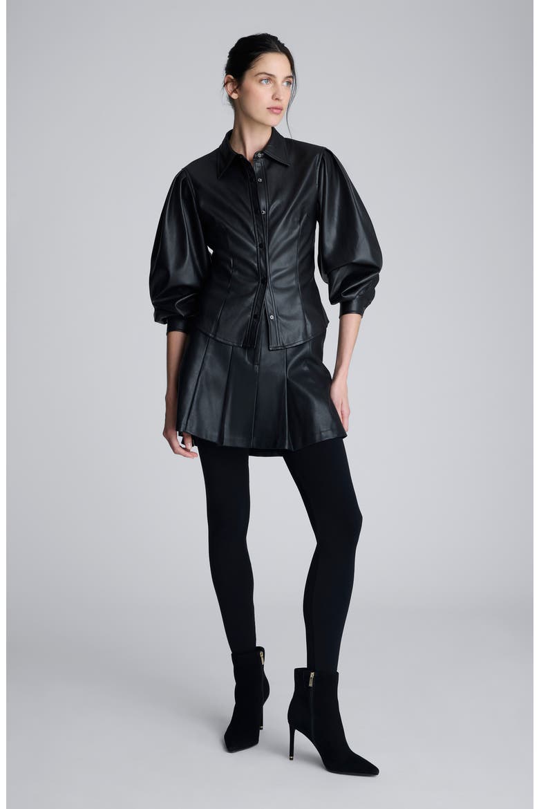 Pleated Miniskirt, Alternate, color, BLACK
