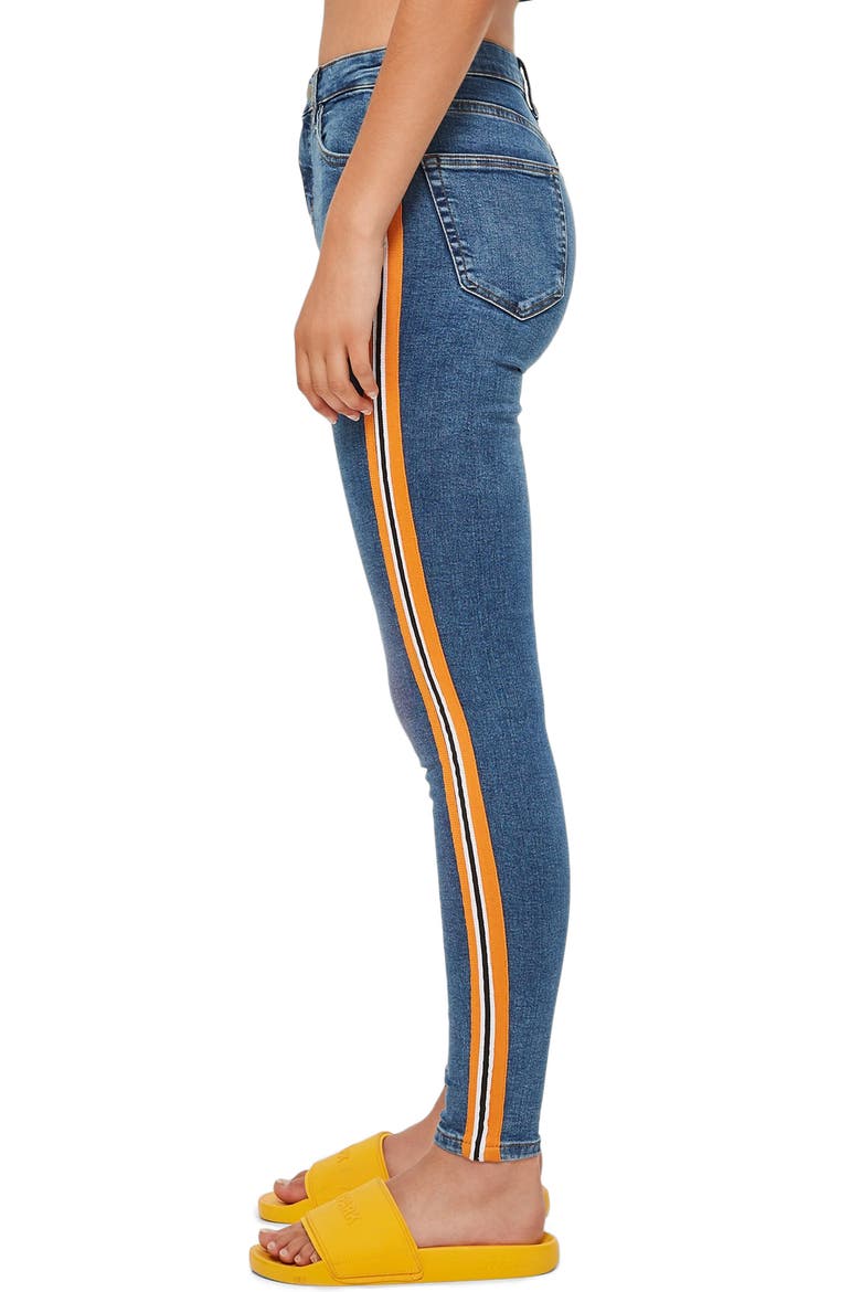 MOTO Jamie Side Stripe Jeans, Alternate, color, INDIGO