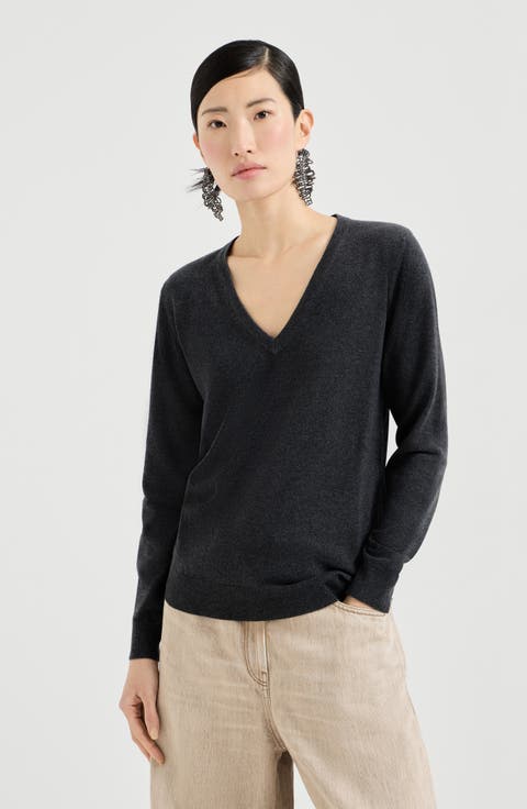 Cashmere sweater with monili