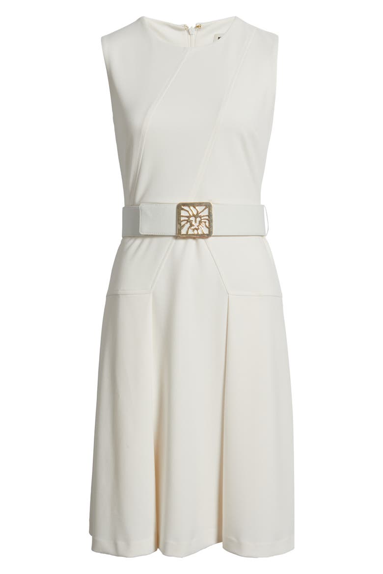 Belted Panel Jewel Neck Dress, Alternate, color, WHITE DOVE